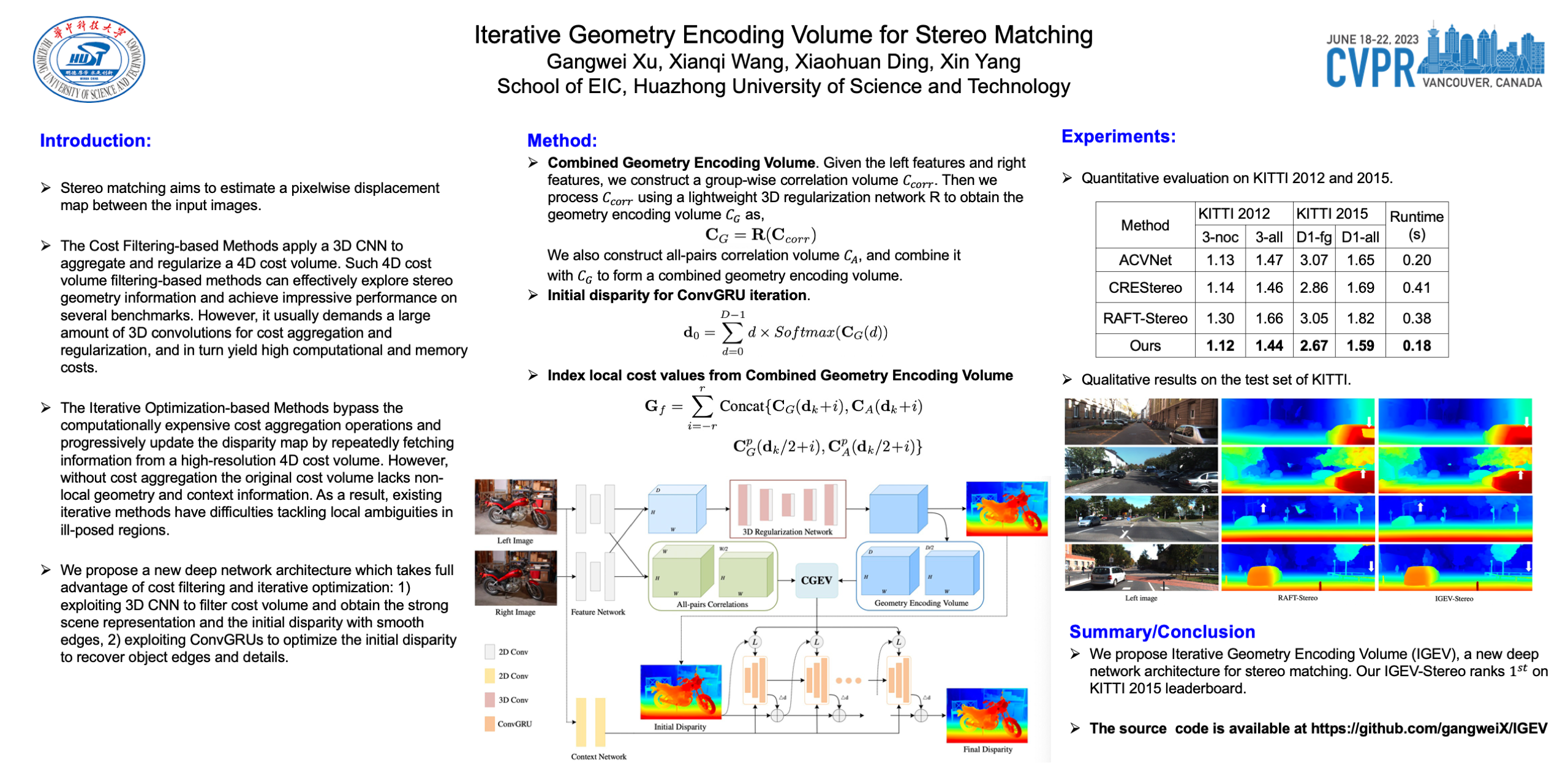 CVPR Poster Iterative Geometry Encoding Volume for Stereo Matching